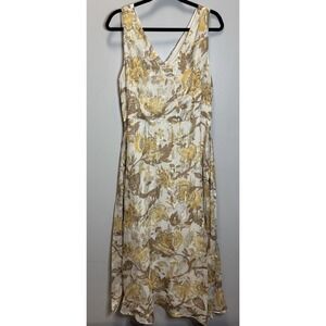 Talbot's Dress Fit & Flare Women's SZ 10 Ivory Yellow Tan Gold Metallic Maxi